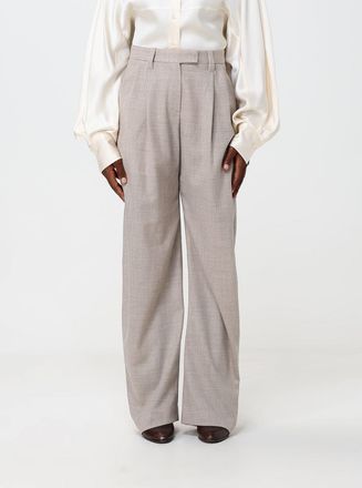 Brunello Cucinelli High-Waisted Pleated Wool Wide-Leg Trousers with Monili