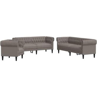 vidaXL Vidaxl - Juego De Sof&aacute;s 3 Piezas Tela Gris Taupe