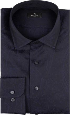 Etro Cotton Shirt - Heren - Zakelijke Overhemden - Blauw - M - Katoen - Overhemden