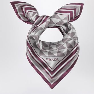 Prada Mauve printed silk twill scarf 55x55