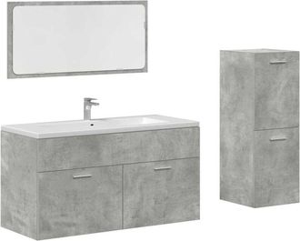 vidaXL Set muebles de baño 2 piezas madera contrachapada gris hormigón vidaXL