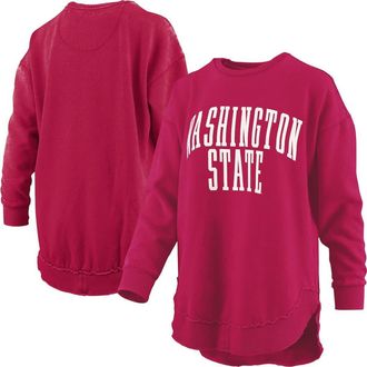 Pressbox Womens Pressbox Crimson Washington State Cougars Melange Poncho Vintage Fleece Long Sleeve Pullover Sweatshirt at Nordstrom, Size X-Large