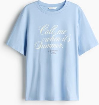 H&M T-Shirt mit Print - Hellblau/Sommer