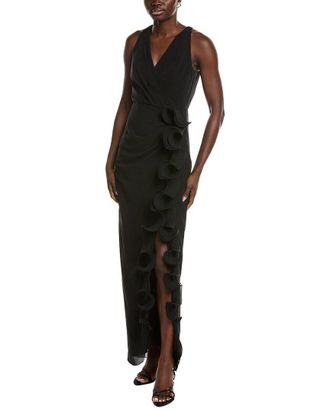 Badgley Mischka Halter Ruffle Gown