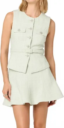 Astr Kelson Belted Tweed Vest In Mint