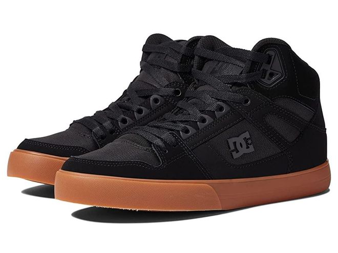 DC Men's Pure High Top Skate Shoes - Classic Skate Sneakers In Black/Battleship/Armor For Casual Wear