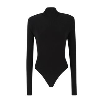 Norma Kamali Bodysuit met lange mouwen en col - Dames - Tops - Zwart - Maat: L Zijde
