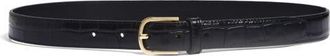 Toteme Slim Croc Embossed Leather Belt in Black at Nordstrom, Size 90