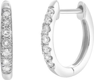 LuvMyJewelry Elina 14K Gold Diamond Huggie Hoop Earrings - 0.12 ct