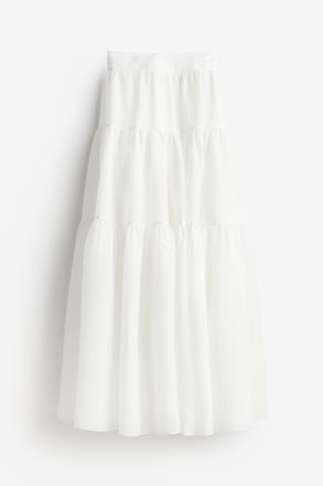 H&M Langer Stufenjupe - White