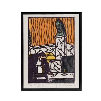 Artery8 Head Waiter in Cafe Ernst Ludwig Kirchner Black Framed Canvas Wall Art | Size: W24 x H32