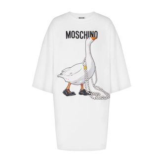 Moschino Kleedjes, Dames, Wit, S, Nylon, Short Dress