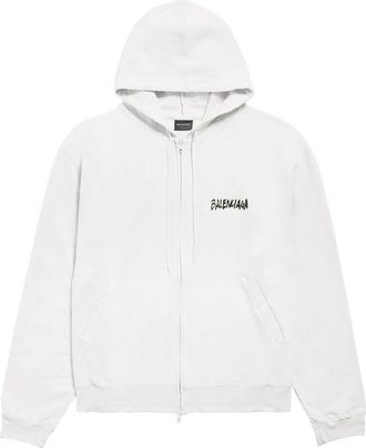 Balenciaga Zip-throughs, male, White, Size: L Oversized Zip-Up Hoodie