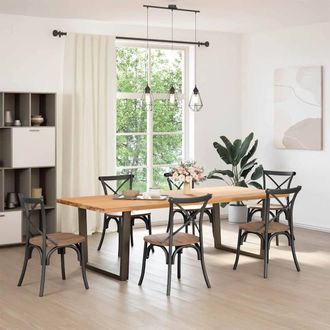 Berkfield Home Dining Table Legs V-Shape 2 pcs Natural Steel 100x(72-73.3) cm Steel in Brown