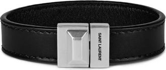 Saint Laurent Bracelets, male, Black, Size: S Engraved Logo Leather Bracelet