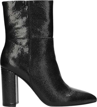 Mexx Schoenen > Laarzen > Enkellaarsjes - Dames - Laarzen met Hak - Zwart - 40 EU - Leer - Schoenen