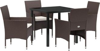 vidaXL Garden Dining Set with Cushion 5 pcs Brown Poly rattan Vidaxl