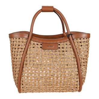 Max Mara Tote Bags, female, Beige, Size: ONE SIZE Straw-effect Tote Bag