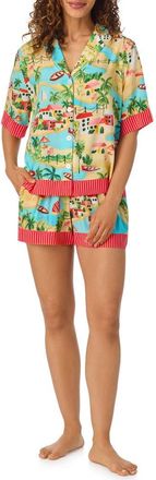 Room Service PJs Print Short Pajamas in Aqua Multi at Nordstrom, Size X-Small