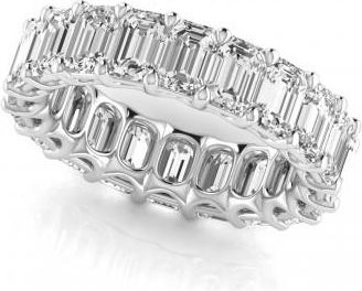 Allurez Emerald Cut Diamonds Eternity Ring Wedding Band 14K White Gold (6.10ct)