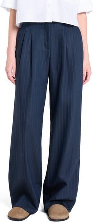 TWP Sulli Stripe Stretch Wool Pants in Insignia Blue at Nordstrom, Size 12