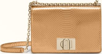 Furla 1927 Crossbody Mini Color Bronze Leather With Python Whips Lame Print Woman