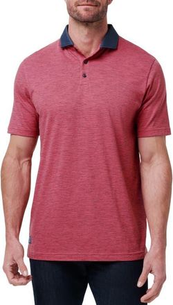 Travis Mathew Common Interest Space Dye Stripe Polo in Rose Wine at Nordstrom, Size Medium