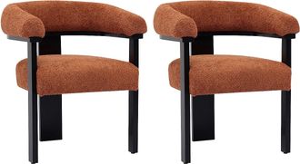 Vente-Unique Conjunto de 2 sillas con reposabrazos en tela boucl&eacute; y madera de hevea - Terracota y negro - LIVELIA de Pascal MORABITO