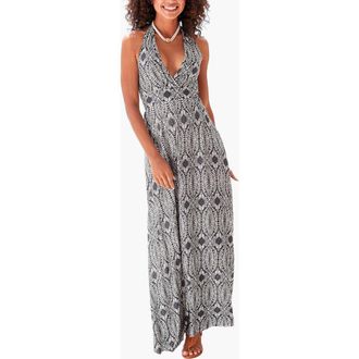 Lascana Womens Printed Halter Maxi Dress in Navy Sand at Nordstrom, Size 12