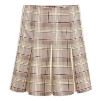 Puma (WMNS) PUMA T7 Pleated Tartan Midi Skirt Mouse Gray 636634-81