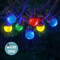 OEM Guirnalda De Luces Exteriores De 20 M, Ip65, 20 Bombillas Led Multicolor E27 Conectables Para Uso Durante Todo El A&ntilde;o - Ulisem