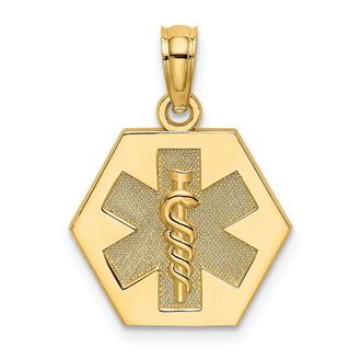 Diamond2Deal 14k Yellow Gold Caduceus Textured Back Medical Charm Pendant