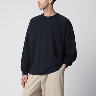 Stone Island Felpa blu navy in cotone stretch