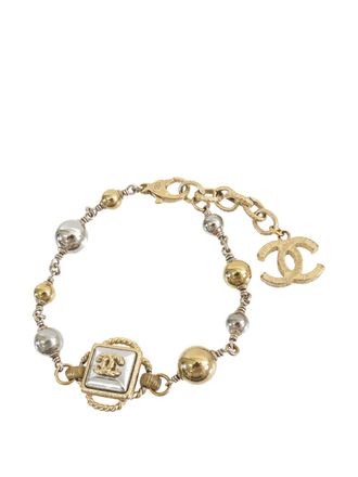 Chanel Bracciale Station con logo CC placcato oro e palladio 2016