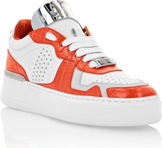 Philipp Plein LO-TOP SNEAKERS SILVER $URFER COCCO PRINT