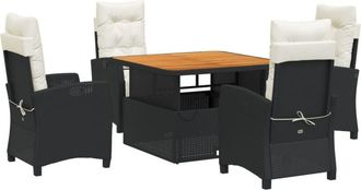 vidaXL Set De Muebles Jard&iacute;n 5 Pzas Con Cojines Rat&aacute;n Sint&eacute;tico Negro Vidaxl