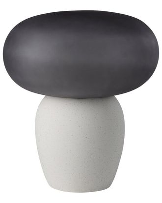 Eglo Eglo Cahuama 1 Light Table Lamp With Speckled White Base & Frosted Grey Glass Shade