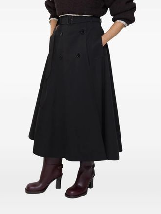Burberry Gonna midi in gabardine con cintura - Nero