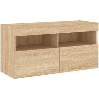 vidaXL Vidaxl - Mueble De Tv De Pared Con Luces Led Roble Sonoma 80x30x40 Cm