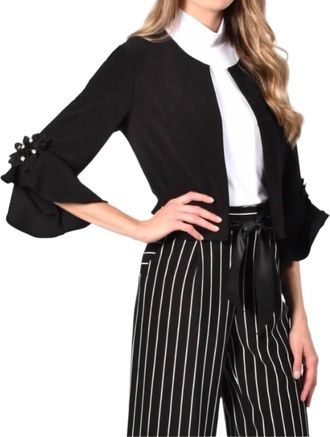 Frank Lyman Design Knit Bolero Sleeves Jacket In Black