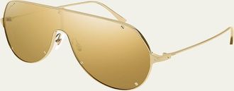 Cartier Mens Metal Shield Sunglasses