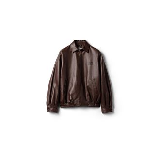 Miu Miu Nappa Leather Blouson Jacket, Woman, Sienna, Size 38