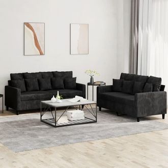 vidaXL Vidaxl - Juego De Sof&aacute;s Con Cojines 2 Piezas Terciopelo Negro