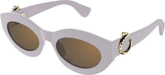Cartier Ovale Zonnebril - Dames - Zonnebrillen - Paars - 53 MM - Nylon - Accessoires