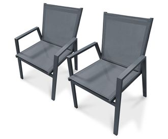 DCB Garden Dcb Garden - Floride - Conjunto De 2 Sillones De Jard&iacute;n Apilables De Aluminio