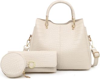 Generic Fashion Retro Bucket Crossbody Bags for Women Hobo Purse Handbag Top Handle Shoulder Satchel Ladies Hobo Totes (White)