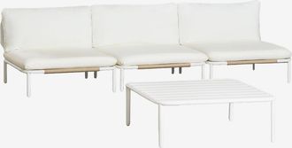 Sklum Conjunto De Jard&iacute;n Con Sof&aacute; Modular De 3 Piezas Y Mesa De Centro En Acero Roubly Sklum