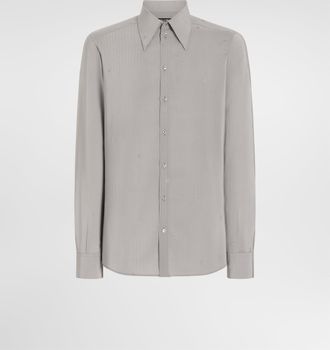 Dolce & Gabbana Gold Silk Shirt - Man Shirts Grey 38