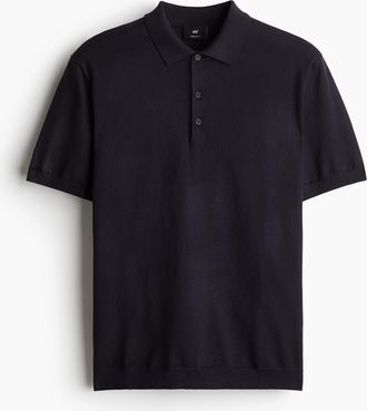 H&M Feinstrick-Poloshirt in Regular Fit - Blue