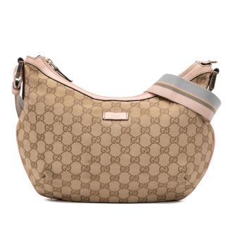 Gucci Pre-owned Womens Hobo Bag Gg Monogram Canvas - Tan Textile - One Size